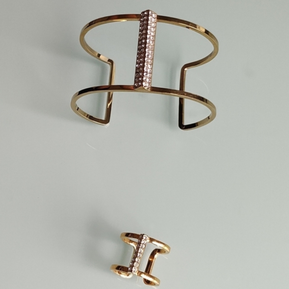 Henri Bendel Gold Bracelet Set with Silver Accents